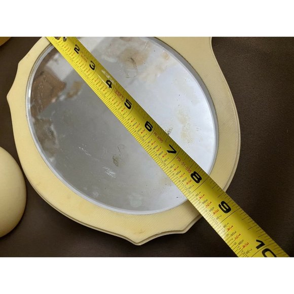 Butterscotch CELLULOID/BAKELITE VANITY DRESSER Clock Shaver Mirror Frame + More - Picture 4 of 12